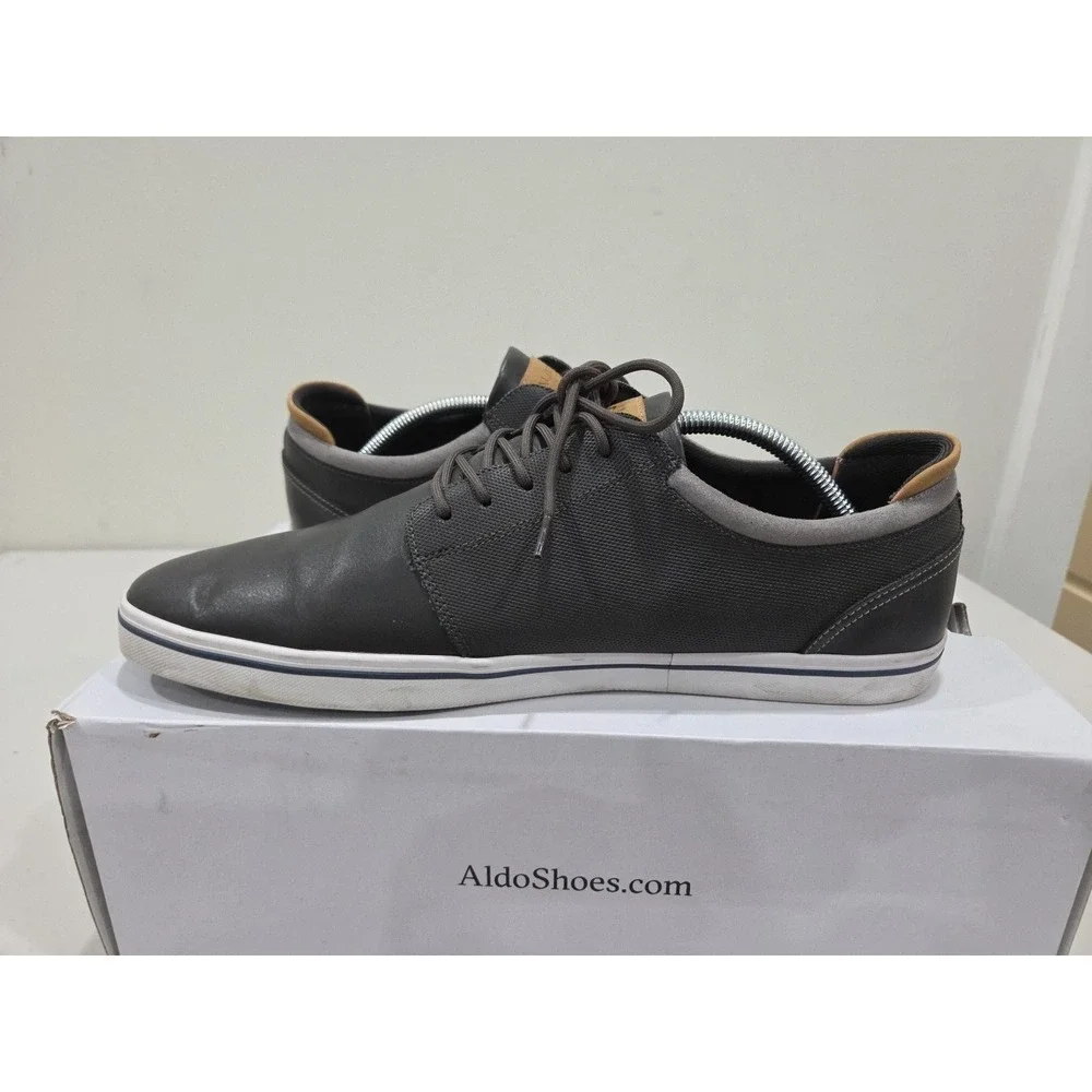 ALDO Sneakers Mens 12 Omono Grey Vegan Leather Low Top Casual Everyday Nubuck
